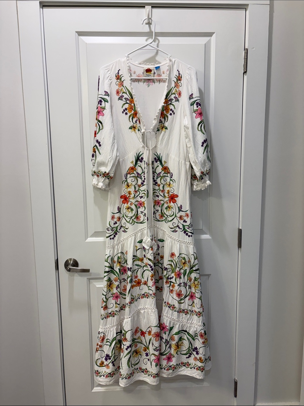 Farm Rio x Anthropologie Cutout Floral Maxi Dress Size M - Picture 5 of 16